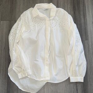 RESET White Eyelet Button-Up Shirt